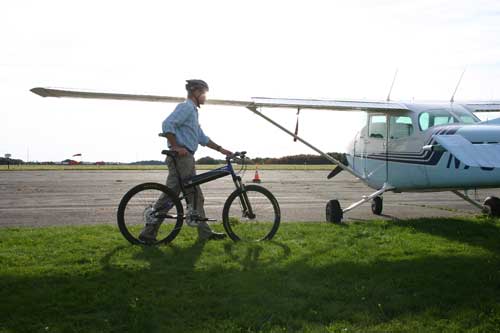 Montague Folding Bike into Private Plane