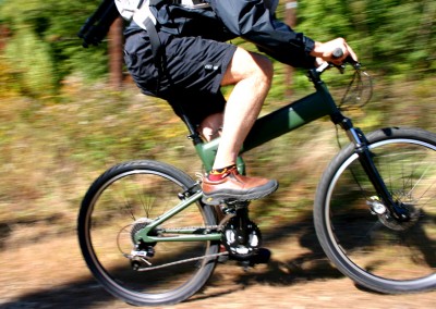 2015 Montague Paratrooper folding bike riding in woods