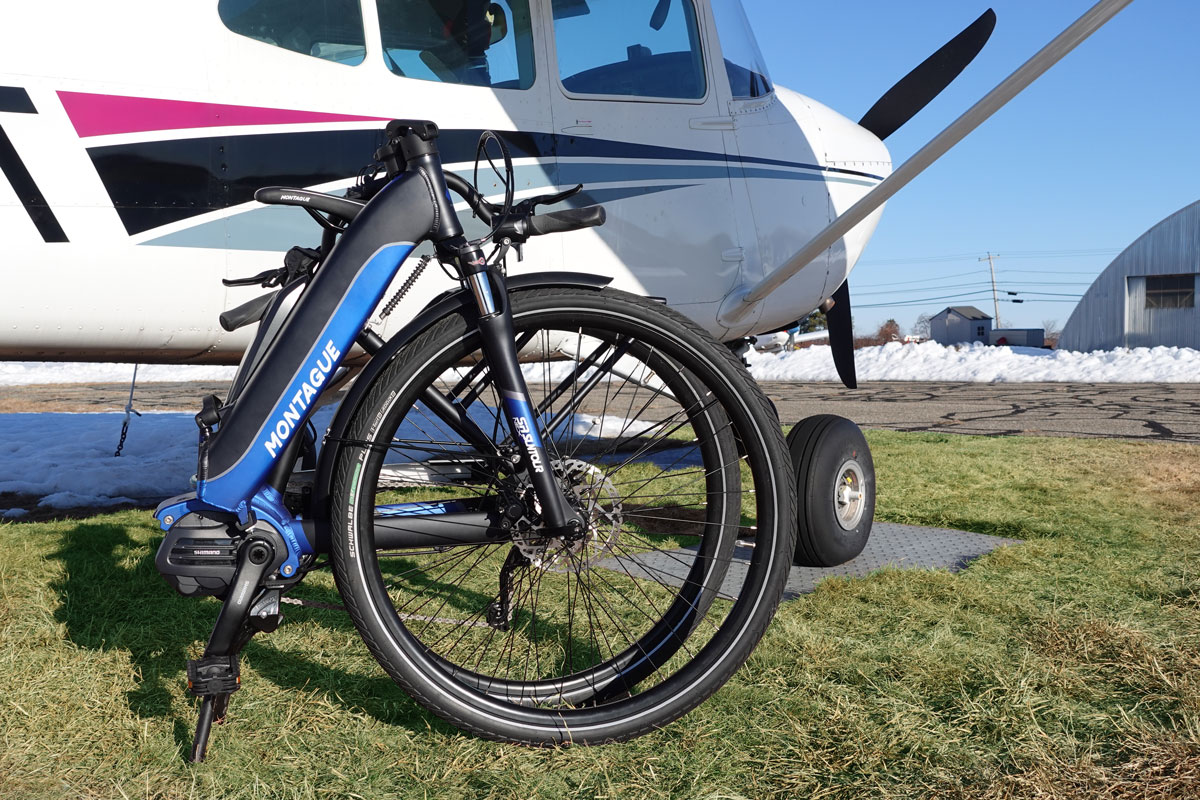 Montague Paratrooper Highline folding mountain bike with bikepacking gear and tent