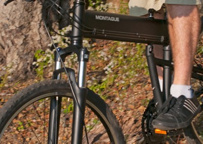 2015 Montague Paratrooper PRO folding bike riding in forest